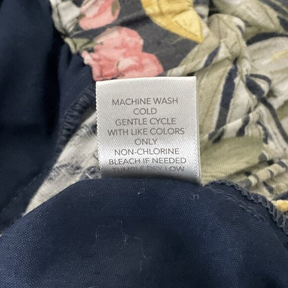 CJ Banks Womens Sz 2X Shorts Olive Green Floral Hawaiian Linen Blend Pull On - Picture 8 of 11